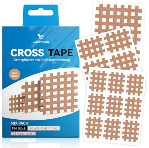 YANGTSUNG Cross Tape, 154 piezas, impermeable Grid Tape Crosstape, Fuerte Adhesivo Cintas Acupuntura, Parche Acupuntura, Acupuntura Trigger Pain Point