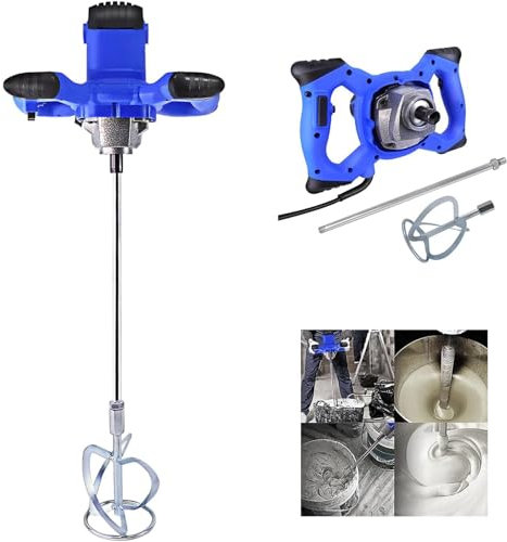 2800W Electric Paddle Mixer, Concrete Mixer Machine Paddle Mixer with 6 Speed Portable Cement Mixer, Electric Power Plaster Mixer with Lockable Switch, Ergonomic Handle for Mixing Mortar,Plaster(Blue)