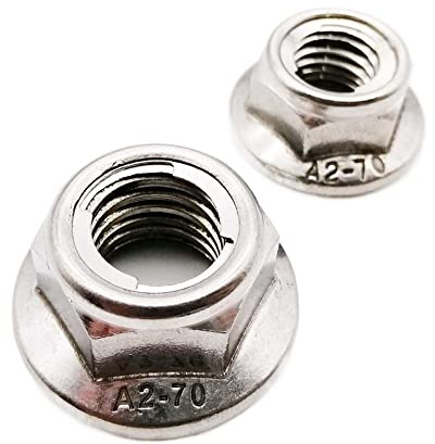 2 pz M4-M12 304 A2 In Acciaio Inox Tipo di Coppia Prevalente Tutto In Metallo Inserto Esagonale Esagonale Dado Autobloccante Con Controdado Flangiato(M5 flat bottom)