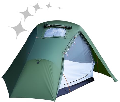 GOATPATH Sky Tent – Leichtes Zelt für 2 Personen mit Sternenfenster – Kompakt & Schnell aufgebaut – Campingzelt mit Insektenschutz – Zelt1-2-Personen inkl. Haken & Taschen Wasserdicht