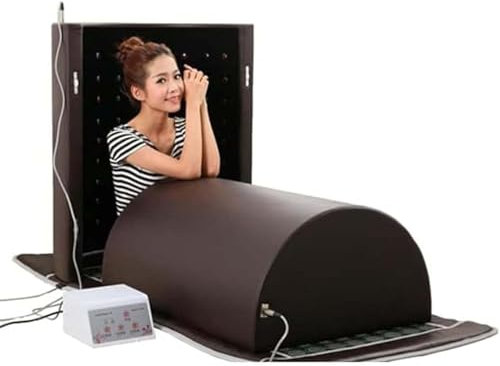 DôMe De Sauna Infrarouge,Sauna Professionnel Extra Large,Capsule De Sauna Personnelle à Couverture ComplèTe à 360 DegréS Avec Oreiller,Tapis Infrarouge Avec Pierres De Tourmaline
