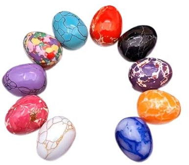 LZYWOD Osterkristall-Ostereier – buntes pastellfarbenes gesprenkeltes Ei für Ostern, natürlich polierte Dekoration, Kristallstein-Ei für Heimwerker, 10 Stück