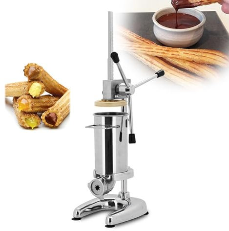 Commercial Manual Churros Maker, Stainless Steel Donut Machine with Multiple Nozzles for Professional Use