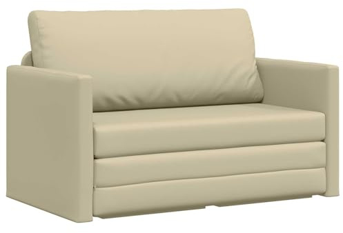 vidaXL Sofá Cama Crema 124 x 71 x 78 cm Cuero Artificial, Sofá Cama Ajustable, de Terciopelo Elegante, Muebles prácticos para la Sala de Estar, Convertible para Espacios pequeños