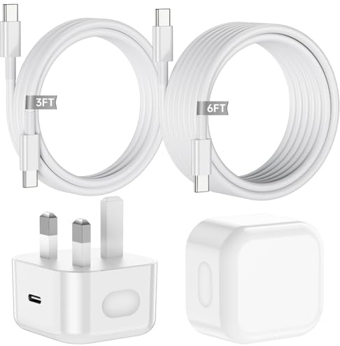 20W for iPhone 17 16 Fast Charger Plug, 1M+2M USB C to USB C Cables, 2 Pack | Type C Charging Cables for iPhone 17/17 Air/17 Pro/Pro Max/Plus, iPhone 16/15 Series and iPad, for Samsung Galaxy S26/S25/S24