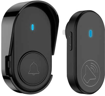 Smart Home Timbre inalámbrico con alerta de interferencia de largo alcance, ideal para ancianos, fácil instalación enchufable Ytp319 (negro, talla única)