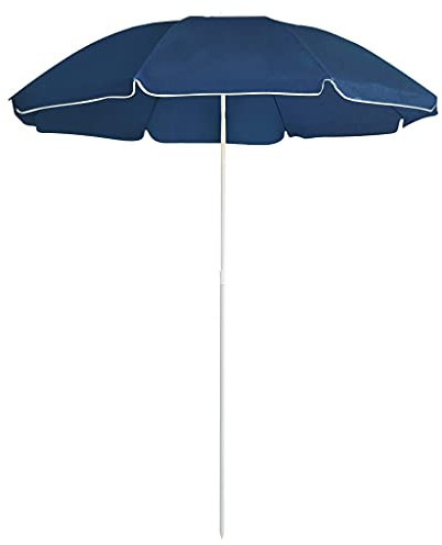 Ombrellone da Giardino 180 cm, Blu con Design Floreale, Palo in Acciaio e 8 Stecche, Tettoia UV50+ per Balcone Piscina Spiaggia, Diametro 200 cm