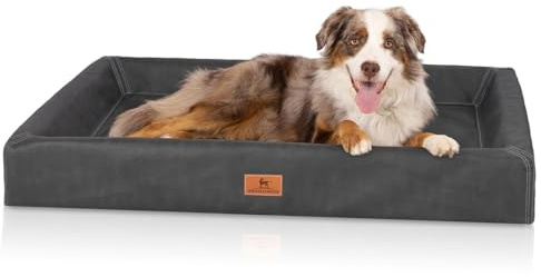Knuffelwuff orthopädisches Hundebett Austin aus Kunstleder S 70 x 50cm Schwarz