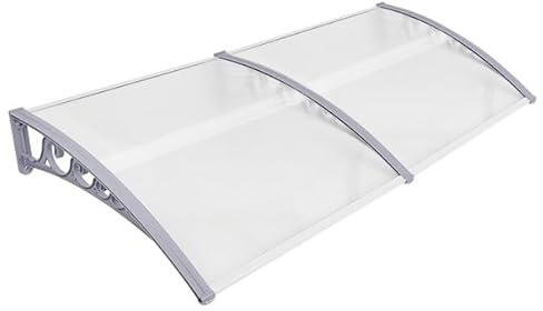 Belfoyer Auvent de Porte d’Entrée DIY, Marquise en Polycarbonate Creux 5 mm avec Support PP et Profilés Aluminium, Toit Abri Résistant Pluie, Neige et UV pour Porte, Fenêtre ou Terrasse(100 * 200cm)