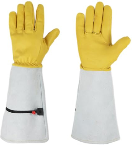 Gettimore Gants d'élagage des roses, gants de jardinage anti-épines à manches longues pour la protection de l'avant-bras, en peau de chèvre et cuir de vachette, pour roses, baies et lierre