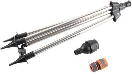 Annaffiatoio automatico irrigazione giardino, irrigatore a 360 gradi, metallo resistente - Risparmio acqua e copertura uniforme, facilità d'uso per prato e orto