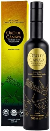 ORO DE CANAVA | Aceite de Oliva Virgen Extra Premium de Jaén, Denominación de Origen Sierra Mágina, Variedad Picual, Cosecha Temprana, Botella Cristal 500 ml con Estuche, Ideal para Regalo