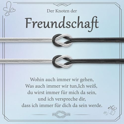 2 Stück Partner Armbänder Knoten Armband Damen, Freundschaftsarmbänder