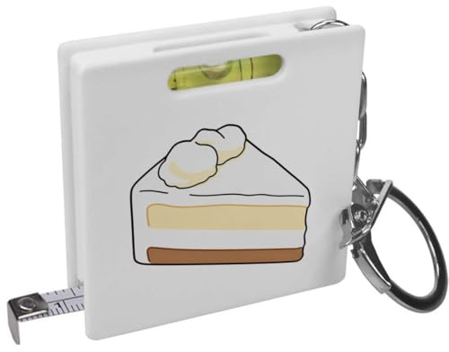 Azeeda 'Slice of Cake' Keyring Tape Measure (KM00048769) | Mini Measuring Tool / Spirit Level for DIY, Work, Bags and Keys