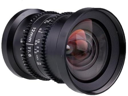 12mm T1.6 Grande apertura Messa a fuoco manuale Bassa distorsione 4K Mini obiettivo cinematografico compatibile for Panasonic Micro Quattro Terzi M4/3 MFT