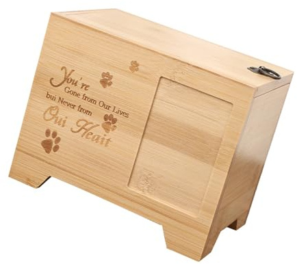Elnwnnkc Contenedor de madera para cenizas de mascotas con área de exhibición de fotos, caja organizadora de urna de recuerdo para mascotas, caja organizadora para guardar juguetes, caja de cenizas de