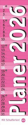 Langplaner, pink 2026: Praktischer Streifenkalender mit viel Platz für Termine. Eine Organisationshilfe mit Fokus auf das Wesentliche. Wandkalender ... Format 11 x 49 cm (Bürokalender Heye)