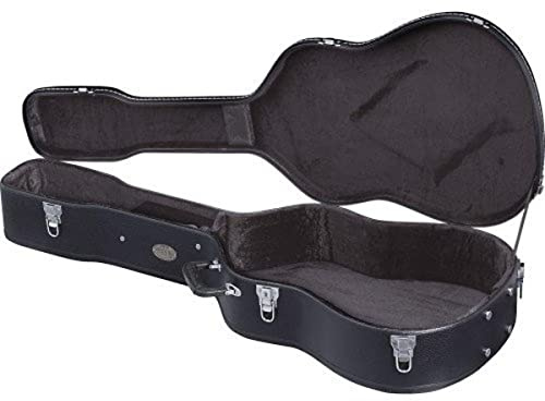 Custodia per chitarra GEWA chitarra acustica a 6 corde Flat Top Economy - nucleo in legno - coperchio piatto - rivestimento in similpelle nero opaco - interno in velluto nero - manico in plastica