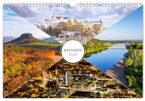 Kalender Sachsen 2026 | 30 x 20 cm | weißes Kalendarium