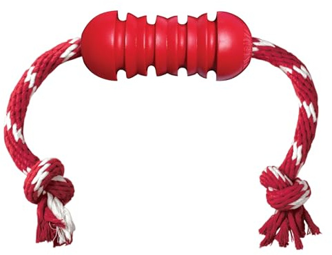 KONG Dental with Rope- for Dog Dental Care - Stuffable Chew Toy - Provides Chewing Outlet & Satisfies Instinctual Needs - Cleans Teeth & Gums - Made with Durable Natural Rubber - for Medium Dogs