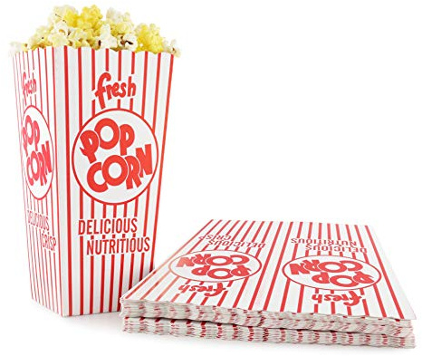 Snappy Popcorn 48-E Red and White Open Top Popcorn Boxes, 1.75 Oz. 500 Count