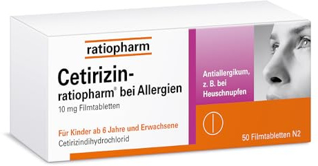 Cetirizin-ratiopharm bei Allergien, 50 Tabletten | Lindert allergische Symptome bei Heuschnupfen, ganzjährigem Schnupfen und Nesselsucht