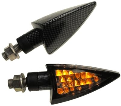 Citomerx Motorrad Mini Blinker LED Rob carbon getönt E-geprüft M10 | Kompatibel mit Honda Yamaha Suzuki Aprilia Rex Peugeot MBK