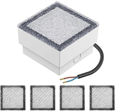 ledscom.de 5 Pieces LED Paving Stone Ground recessed Light CUS for Outdoors, IP67, Angular, 10 x 10cm, Cool White