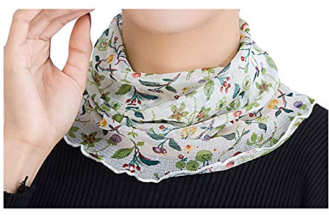 UK_Stone Damen 100% Mulberry Seide Blumen Schlauchschal Loop Halstuch Abnehmbar Faux Kragen (#8)