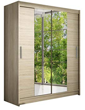 Mirjan24 Kleiderschrank Westa II, Elegante Garderobeschrank, Schwebetürenschrank, Hochwertiges Schlafzimmerschrank, Schiebetür, Schiebetürenschrank (Sonoma Eiche, ohne LED Beleuchtung)