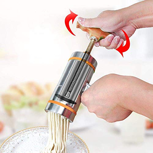 MAGT Macchina per la Pasta, Torchio per Pasta in Acciaio Inossidabile Torchietto Stampo Passatelli Pasta Maker Manuale con 7 Stampi