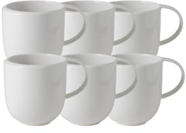 Villeroy & Boch - Lot de 6 tasses NewMoon avec anse, 390 ml, 12,5 x 9 x 9,5 cm, tasse tendance pour thé et café, passe au lave-vaisselle, passe au micro-ondes, blanc