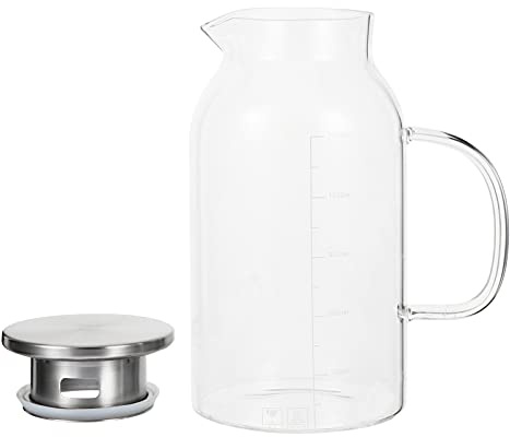 Cabilock Brocca d Acqua in Vetro Trasparente Da Bollitore Per Acqua Fredda Coperchio Ergonomico Facile Da Riempire e Pulire Per Casa
