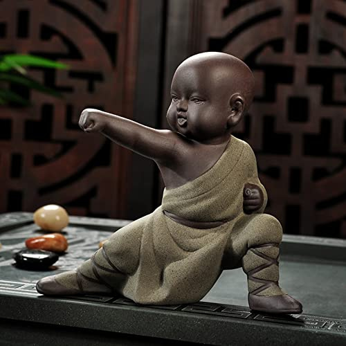 Cutfouwe Estatua de Kung Fu Buda de Cerámica con Diseño de Buda de Maitreya Figuras Decoracion Salon Decoración de Té Escultura de Pequeño Monje Budas Decorativos Jardín Adorno de Té,7