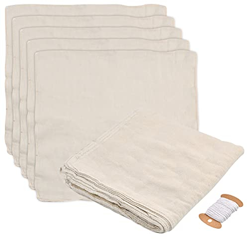 Tela para Queso 10Pzs Tela Filtrante para Leche Cuadrados 50x50 cm Cheese Cloth Tela Filtrante Reutilizable de Algodón sin Blanquear, Tela de Microfibra para Filtrar Queso, Leche, Leche de Soja, Vino