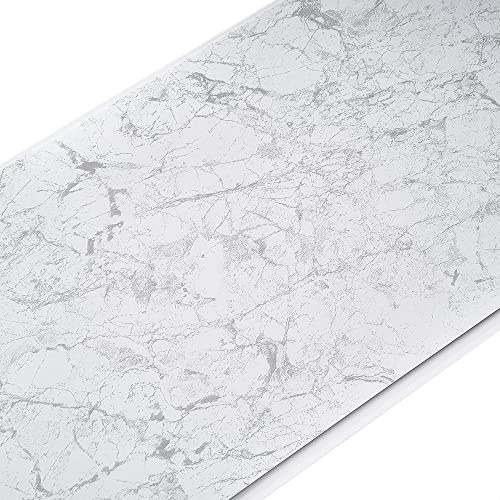 10PCS PVC Bathroom Wall Panels, Gloss Waterproof Shower Wall Cladding 260x25cm, Tongue & Groove Interlocking Easy-Cut DIY Panelling for Bathroom Kitchen Ceiling (Marble Grey)