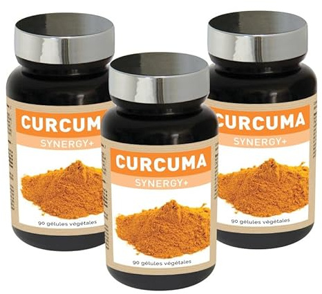NUTRI EXPERT - Curcuma Synergy+ Maintien de la santé des articulations, os et cartilages - Enrichi en minéraux antioxydants - Favorise la formation de collagène - Lot de 3