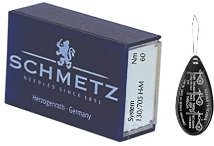Schmetz Microtex (scharf) Nähmaschinennadeln, 100 Stück, Größe 60/8, inklusive großem Nadeleinfädler