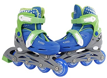 Kids Globe 720511 Street Rider inline-skridskor (inliner) grön/blå, justerbar från storlek 27–30, abec7 aluminiumram