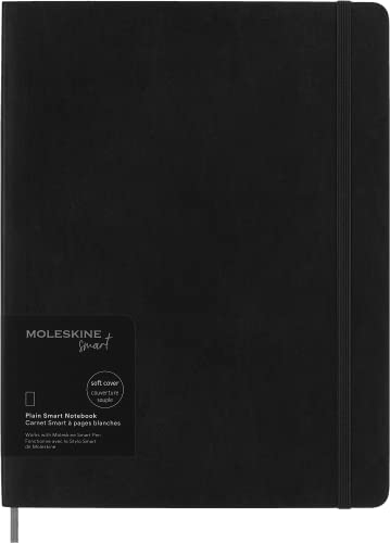 Moleskine Smart Notebook, Smart Writing System, Digitales Smart-Notizbuch mit Weichem Einband, Blanko-Seiten und Praktischem Gummizugverschluss, XL- Format 19 x 25, Farbe: Schwarz