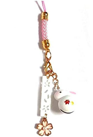 bopely Charme de téléphone, Lapin Mignon Fleur de Cerisier breloque de Sangle de téléphone Portable lanière de téléphone Pendentif Porte-Bonheur pour Porte-clés Sac à Main décoration