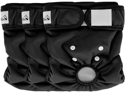 Eyein 3 Stück Hundewindeln für Hündinnen, Wiederverwendbare und Hochsaugfähige läufigkeitshose für hündinnen, Waschbare hundehöschen mit zweifacher Anpassung für Läufigkeit & Inkontinenz (#1, S)