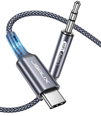 JSAUX USB-C auf Aux Kabel 2M, USB Typ-C auf 3.5mm Klinke Audio Kabel, Kompatibel mit iPhone 16/15 Pro Max, Galaxy S23/S22 Ultra, Huawei P40/Mate40, Auto-Lautsprecher