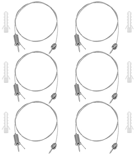 GOIYZTTR 6 Pezzi Cavo di Sospensione Regolabile in Acciaio Inossidabile Cavo Lampadario Sospensione Con Accessori per Pannello LED Lampade Sospensione,Cartelloni Pubblicitari