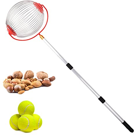 LekLai Nusssammler, Nusssammler Mit Teleskopgriff, Manueller Werkzeugpflücker Für Den Außenbereich Zum Sammeln Von Walnüssen/Teles Rod + Small Ball (Complete Set)