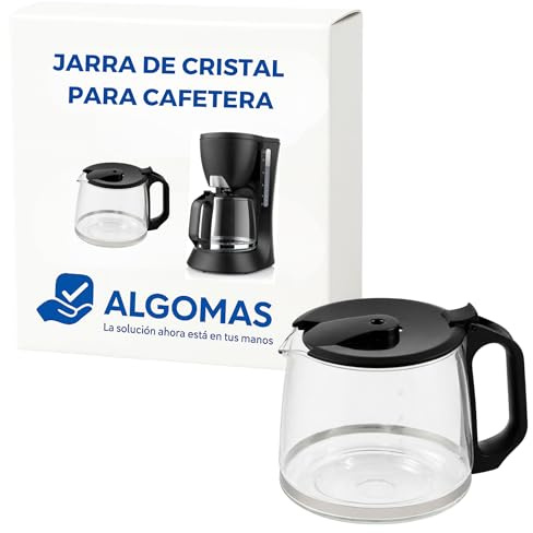 ALGOMAS® Jarra de Cafetera de Cristal Compatible con Taurus Verona 12 Tazas versión II y III | 1,2L Resistente al Calor | Repuesto de Sustitución para Cafeteras de Goteo | Asa Ergonómica