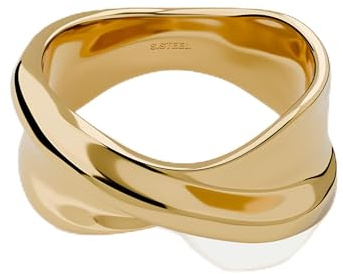 Jean & Len Dani Ring, frei von Nickel, Blei und Cadmium, 316L Edelstahl, 14K vergoldet, zeitloses und aufregendes Design, eignet sich als Geschenk, Durchmesser: 17mm, Ring Gold Damen