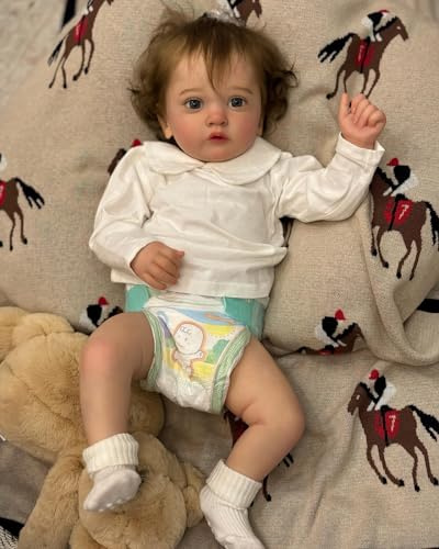 MineeQu 19 Zoll niedlich lächelnd realistische Reborn Baby Puppe mit gewichtetem Stoff Körper lebensecht neugeborenes Baby Sammler Kunst Puppen perfekt für Kuscheln Spielzeit und Geschenk geben