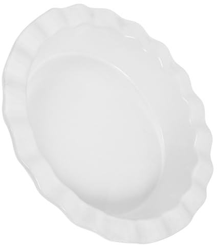 DECHOUS Teglia Per Pizza in Ceramica Antiaderente Rotonda Adatta Forno Per Crostate Quiche Bianca Set Da 1