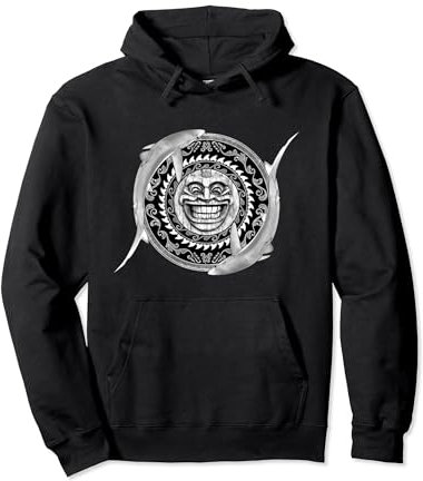 Blauhai Hawaiianisches Tiki Pullover Hoodie